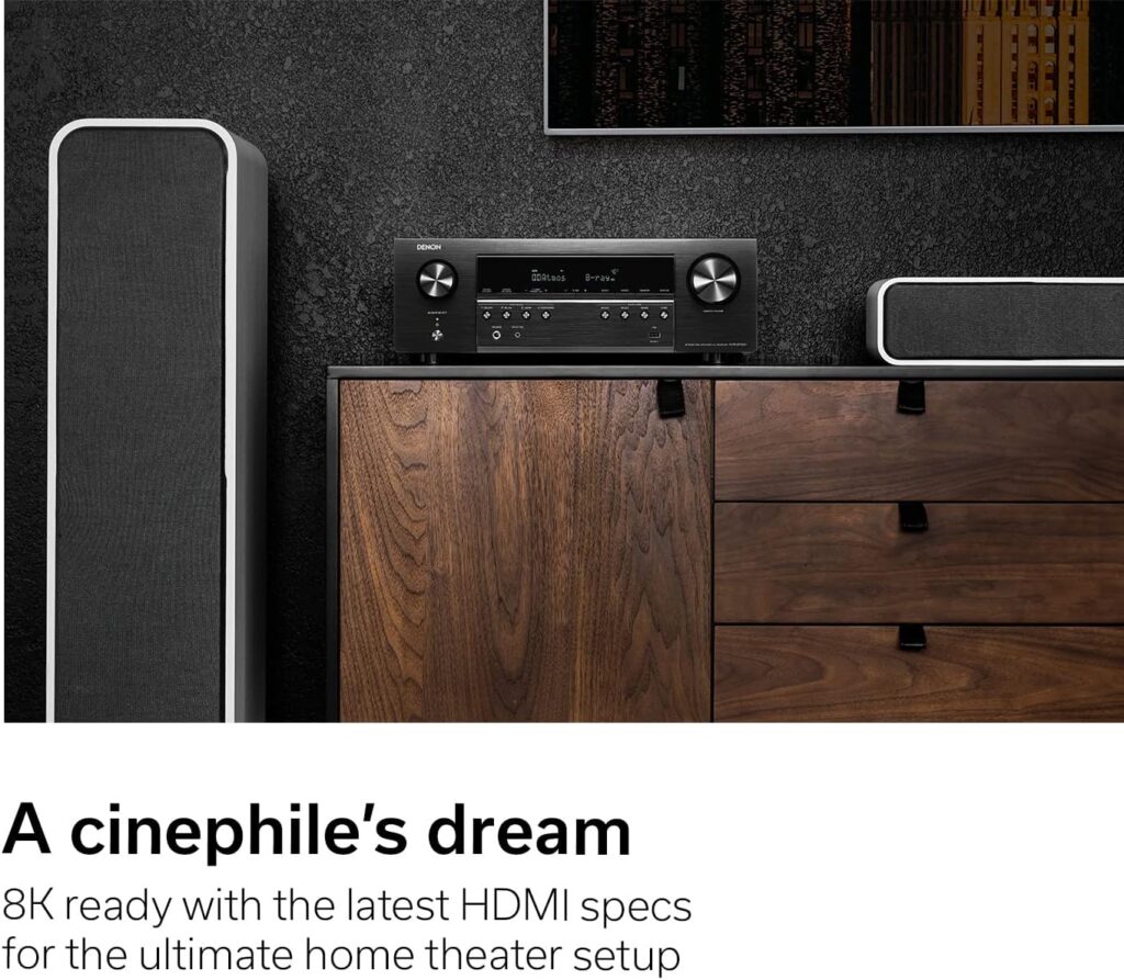 Denon AVR-S760H 7.2 Ch AVR - 75 W/Ch (2021 Model), Advanced 8K Upscaling, Dolby Atmos Height Virtualization, DTS Virtual:X  More, Wireless Streaming, Built-in HEOS, Amazon Alexa Voice Control