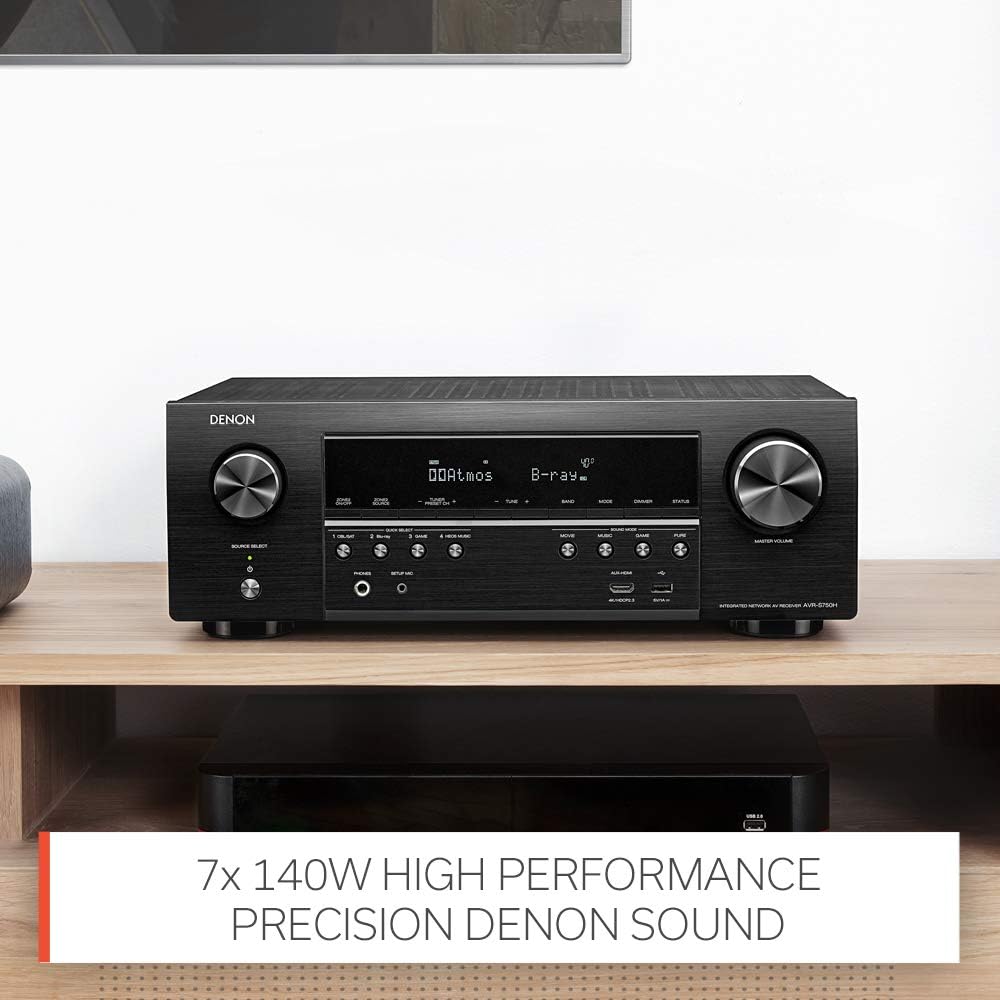 Denon AVR-S750H 7.2 Channel AV-Receiver, HiFi Amplifier, Alexa Compatible, 6 HDMI Inputs, 4K, Dolby Atmos  Vision, Bluetooth, Music Streaming, AirPlay 2, HEOS Multiroom