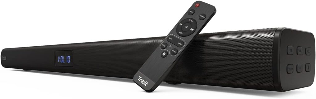 Tribit 38-inch 100W Soundbar for TV: 2.2ch with 6 Built-in Speakers, Bluetooth 5.0 or Optical/Aux/USB/HDMI Connection, 4 EQs, Home Theater System with Remote Control, Wall Mountable, LED Display